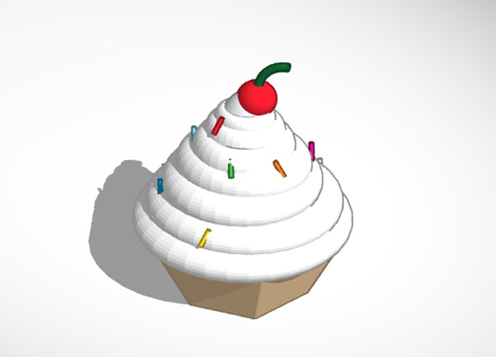 screenshot of a 3D modeled cupcake