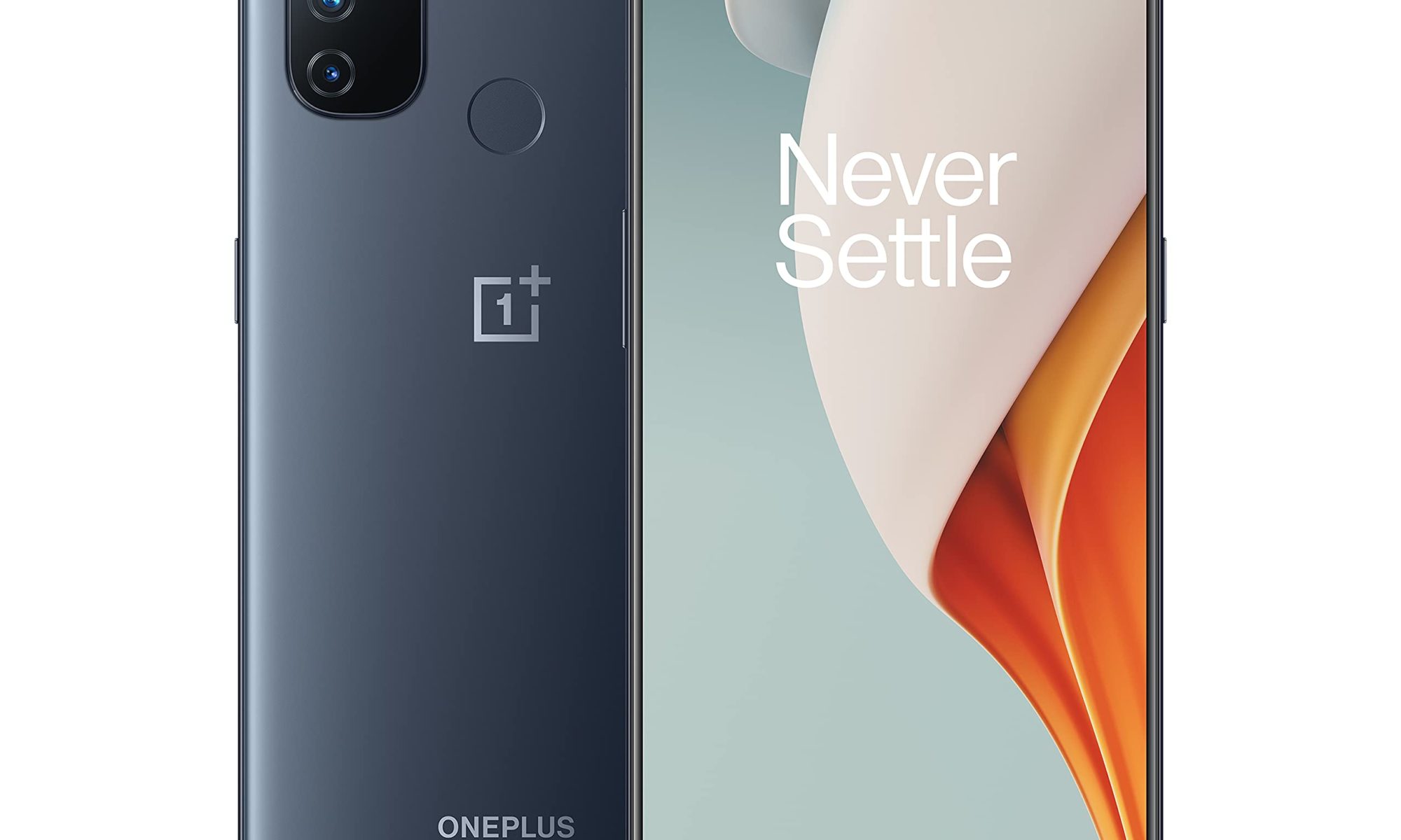 OnePlus phone picture "never Settle" text on phone