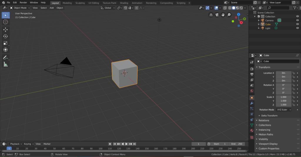 Image showing an example of Blender's UI