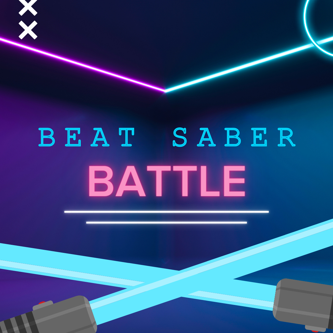 promotional image for beat saber battle. Shows two light sabers intersecting.