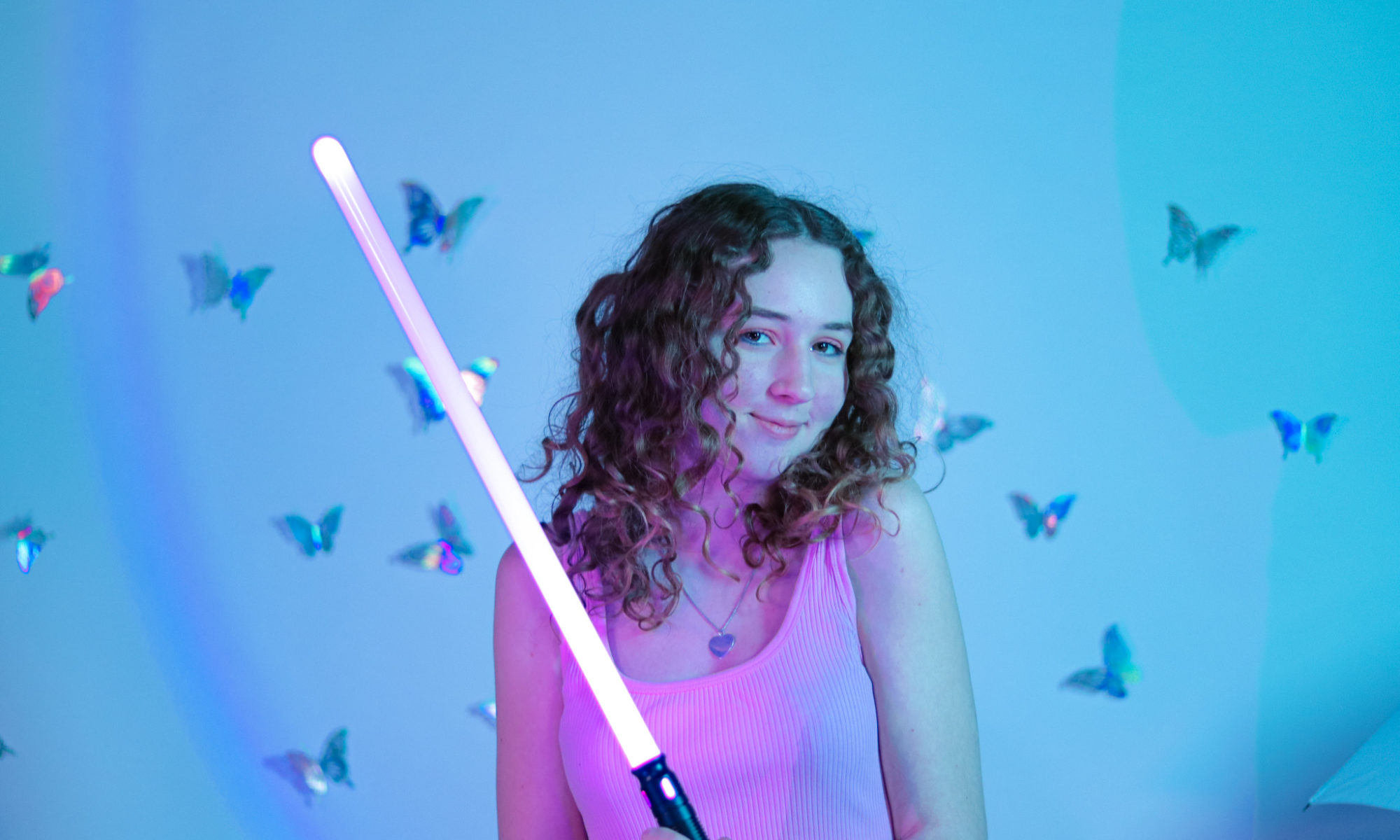 Libby with light up saber
